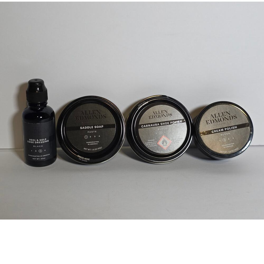 Allen Edmonds Shoe Care Set Black - Polish, Cream, Saddle Soap, Edge Dressing